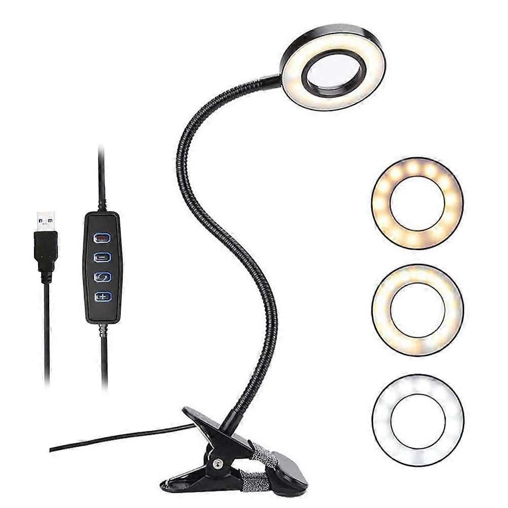 Clip-On Flexible Eye Protection Reading Light with Adjustable Brightness, USB Rechargeable, Portable Design, Suitable for Book Lovers
