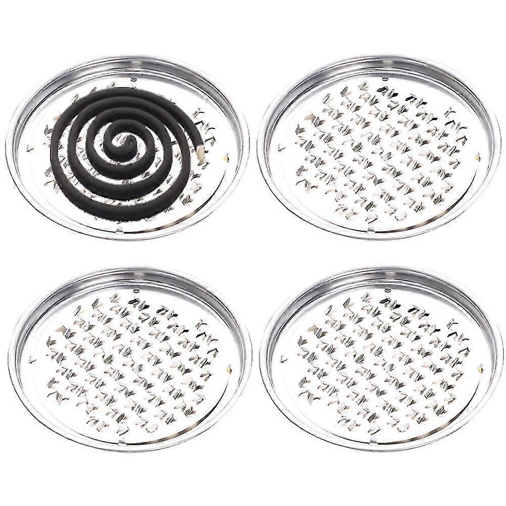4 Packs Mosquito Coil Holder Coil Incense Burner With Cover Metal Mosquito Sandalwood Tin For Home And Outdoor