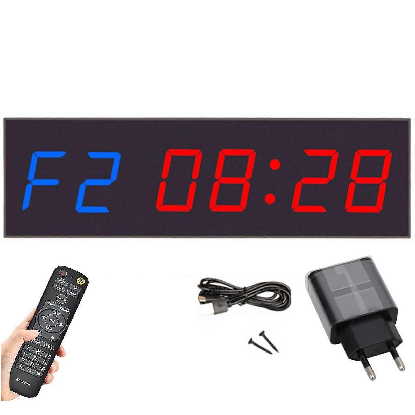 Portable Gym Timer Clock with Remote Control, LED Interval Timer Countdown/Up Clock, Stopwatch for Home, Gym, Fitness Training, Workout
