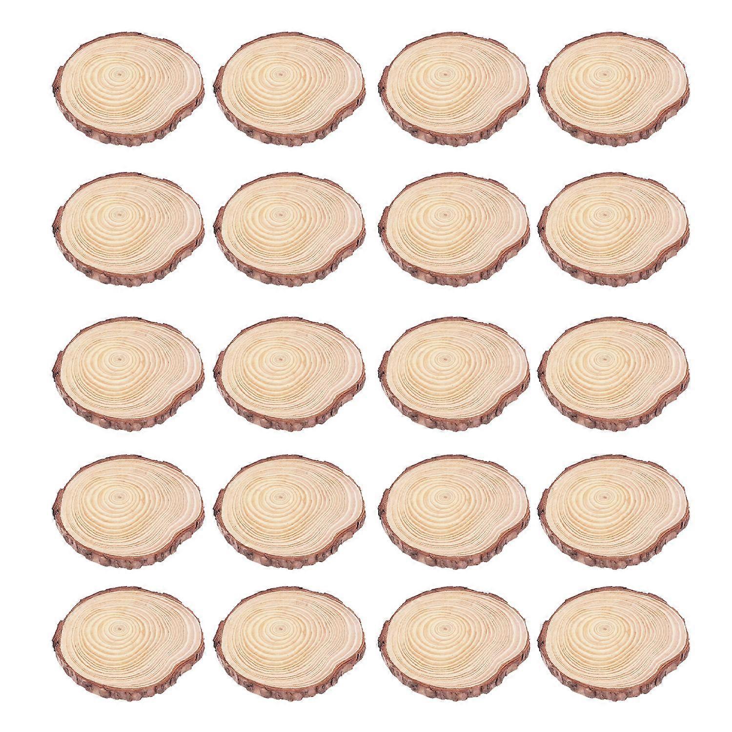 20Pcs Wooden Coasters Double Sided Manual Polishing Wood Slices Circles for Home Office Cafe Restaur