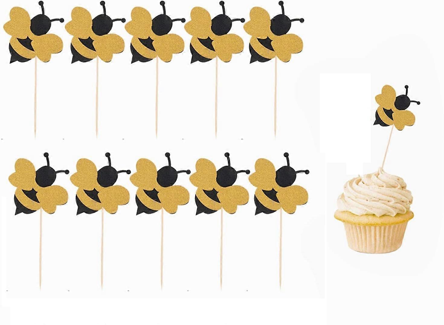 Bee Cupcake Toppers, Glitter Bumble Bee