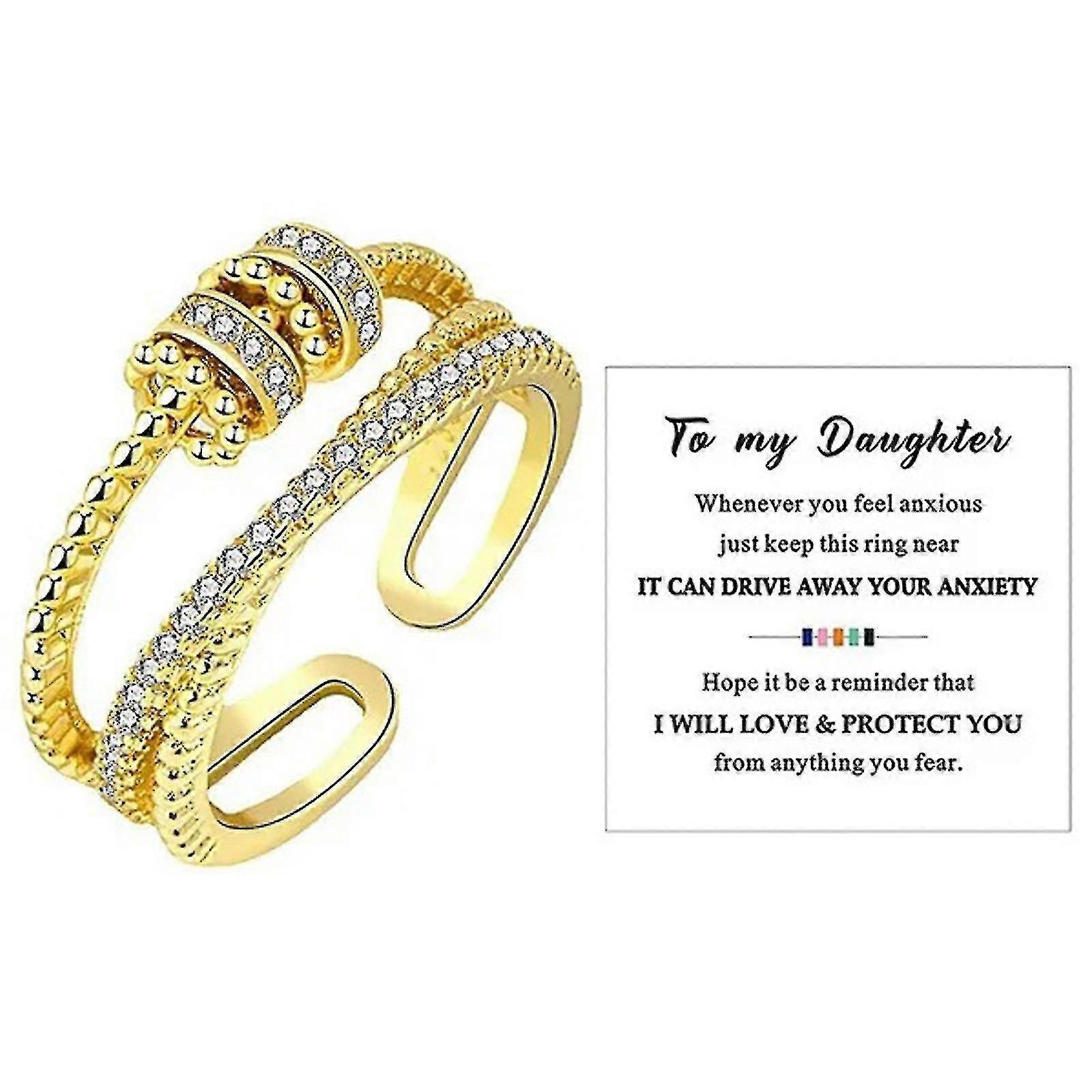 Til datteren min Fidget angstring for kvinner Tenåringer Justerbar spinnerperle Stress avlastende ringer-quanm