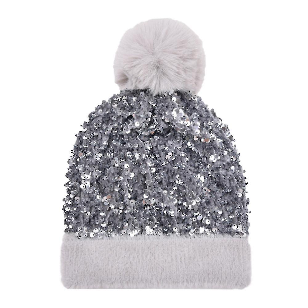 Sequined Woolen Cap,knit Soft Crochet Beanie Hats, @bugu