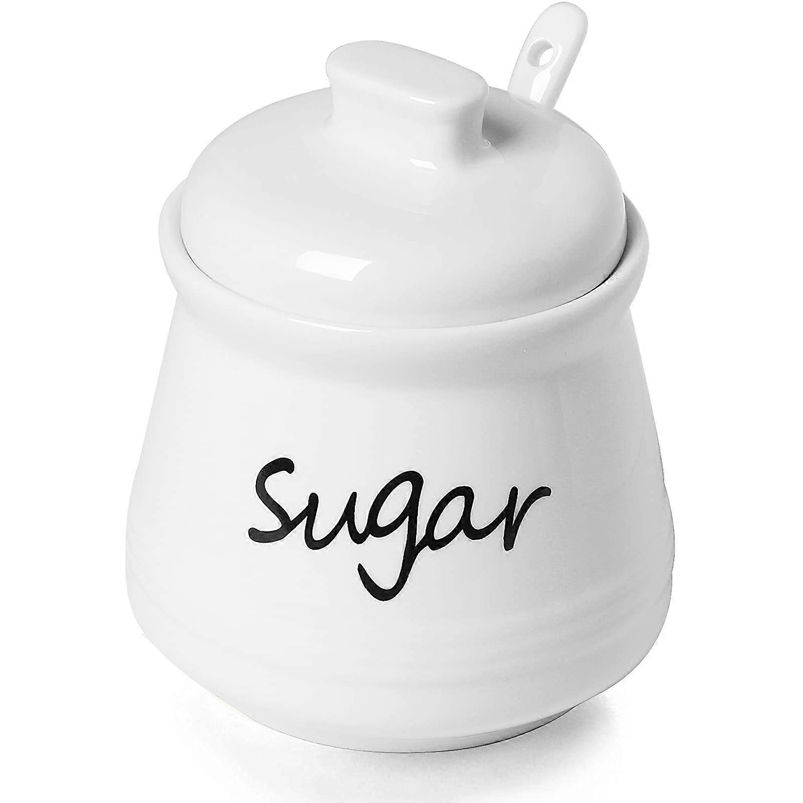 Ceramic Sugar Bowl 12oz for Dining Table, Stylish White Sugar Container, Perfect for Home Decor and Entertaining