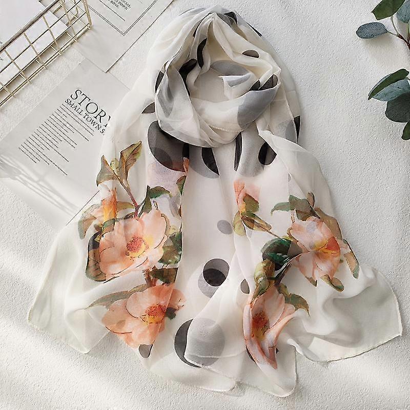 1Pc Women's Fashion Summer Long Soft Flower Print Scarf Shawl Chiffon Silk Scarves Beach Sunscreen Scarf XYZ