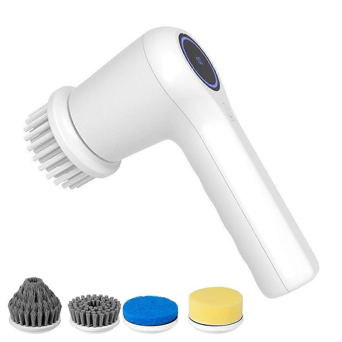 Powerful Electric Cleaning Brush with LED Indicator, 4 Brush Heads, 2 Modes