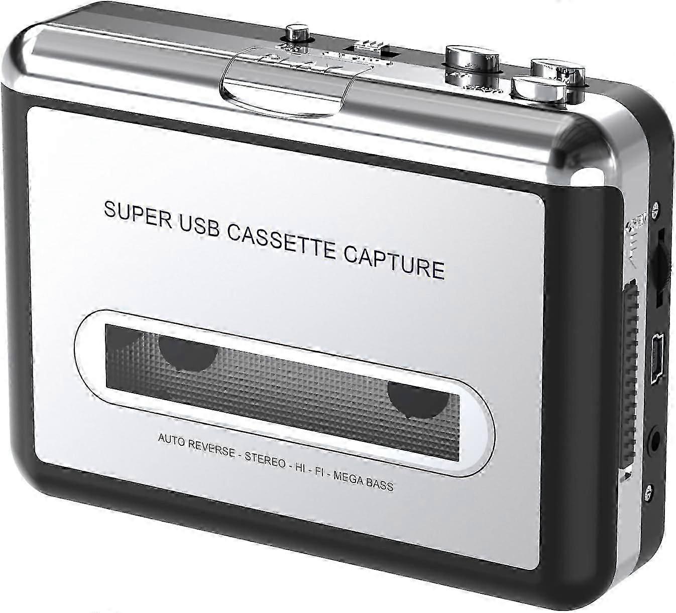 Digital now! Portable cassette player / cassette to MP3 converter Capture cassettes to MP3/CD audio via USB