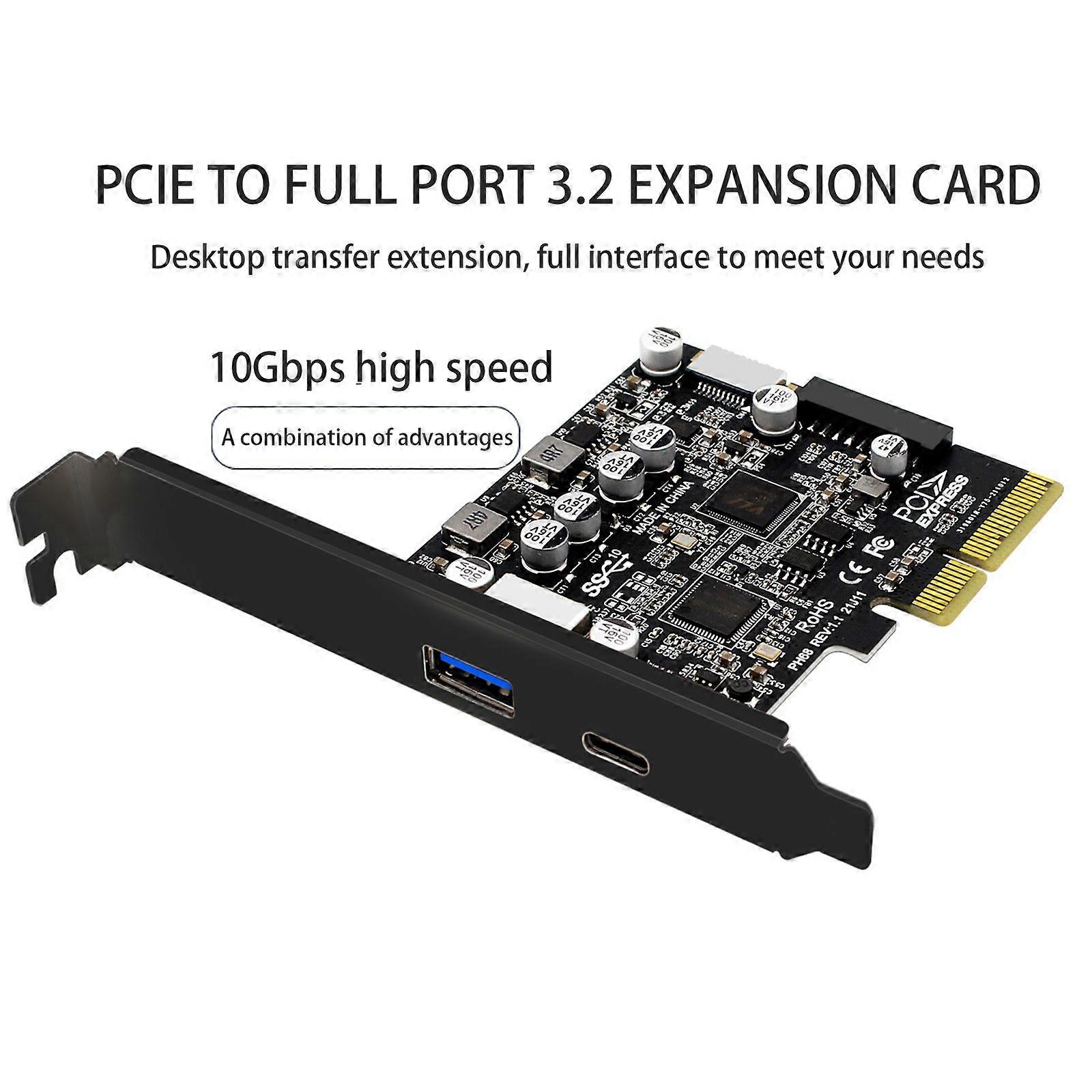 PCIe to USB 3.2 Gen 2 Adapter Card 10 Gbps 2-Port PCI Express Expansion Cardinmb