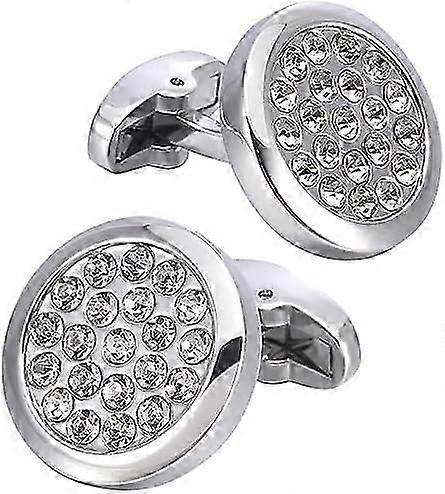 Boutons de manchette dans un coffre-cadeau Boutons de manchette en pierre précieuse de ton argent pour hommes Bijoux pour fête de mariage Robe d’anniversaire d’affaires
