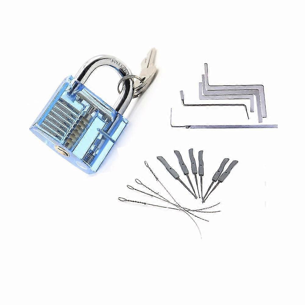 Locksmith Tools Kit 3 In 1 Set Blue Transparent Lock ,5pcs Locksmith Wrench Tools,10pcs Locksmith Broken Key Extractor Tools