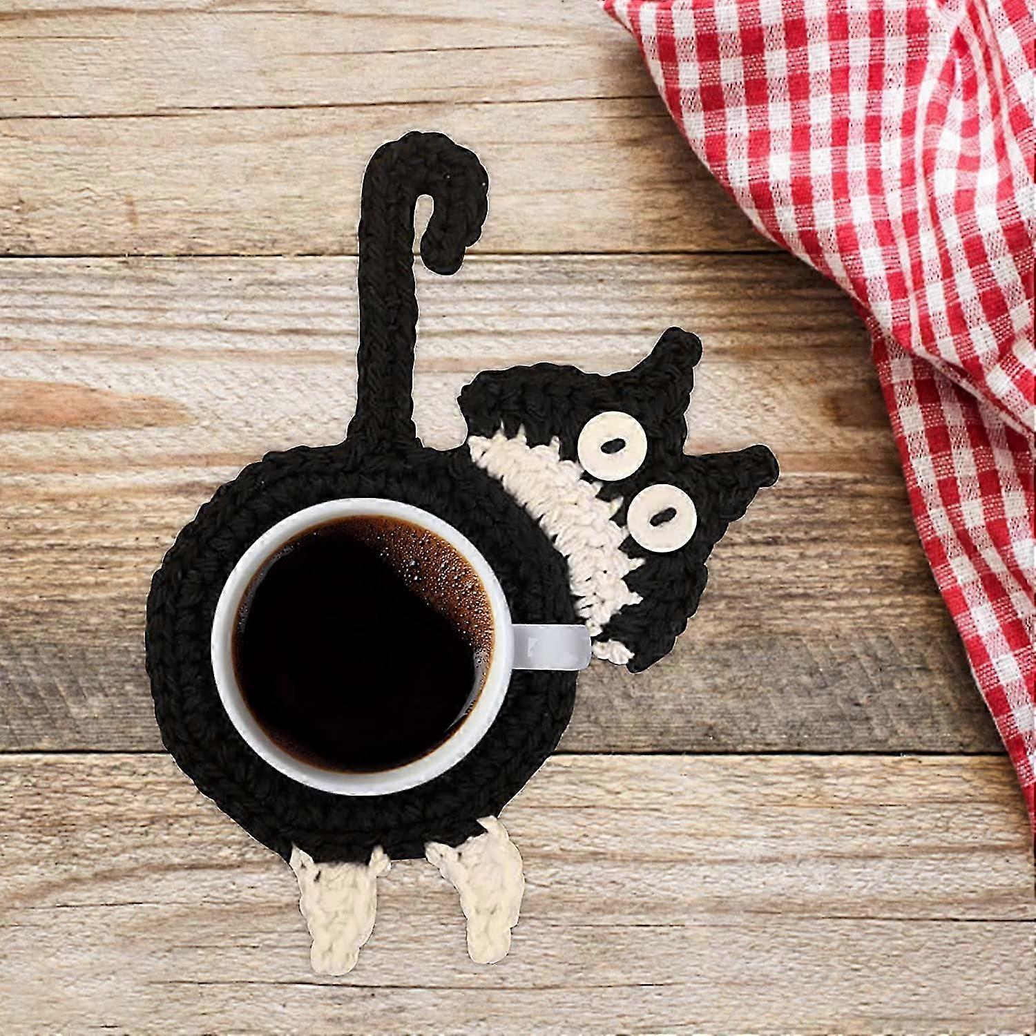 Cat Butt Coasters, Cute Animals Shape Mat Handmade Crochet Cup Coaster