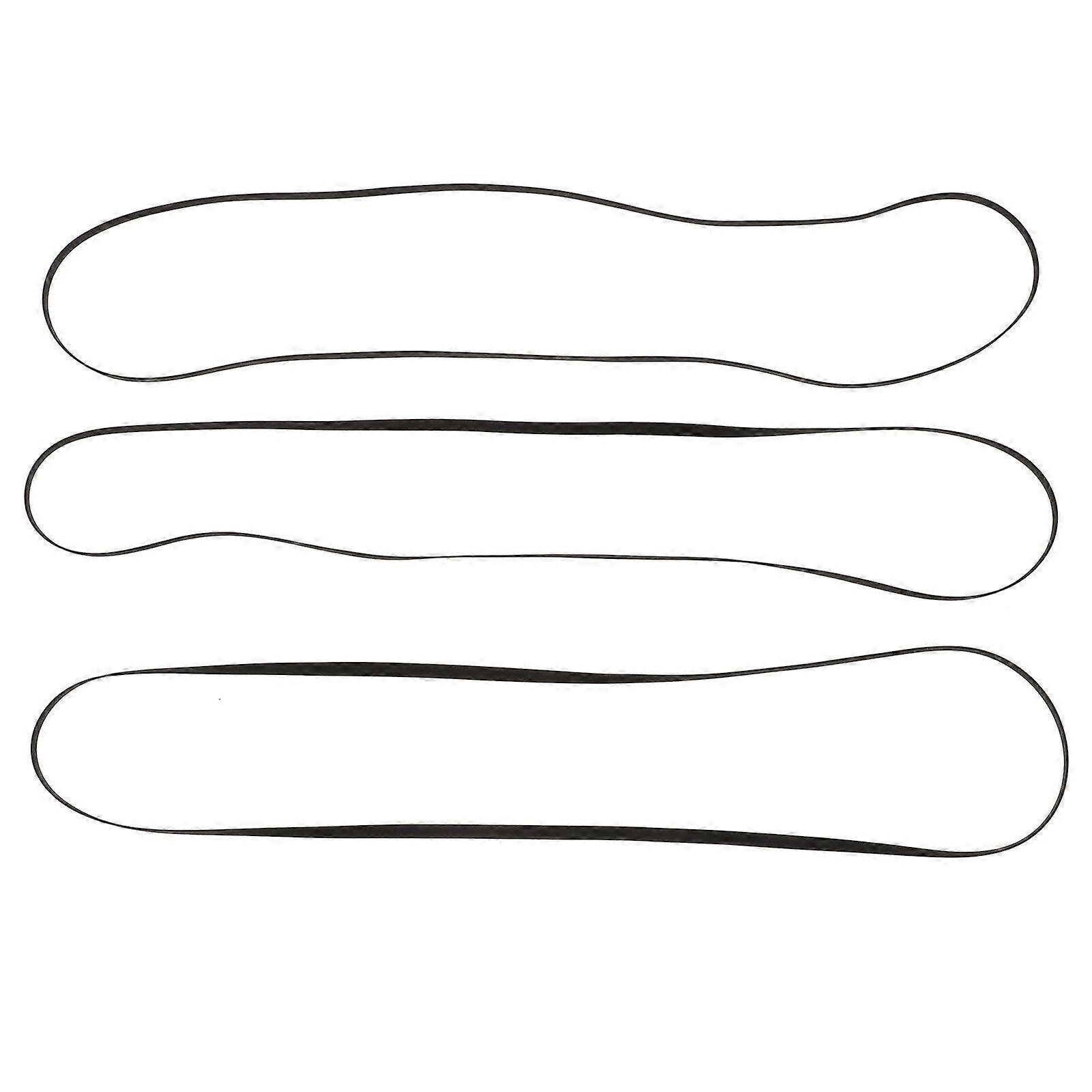 3Pcs Durable Rubber Phonograph Belt Record Player Rubber Replacement Belt Black