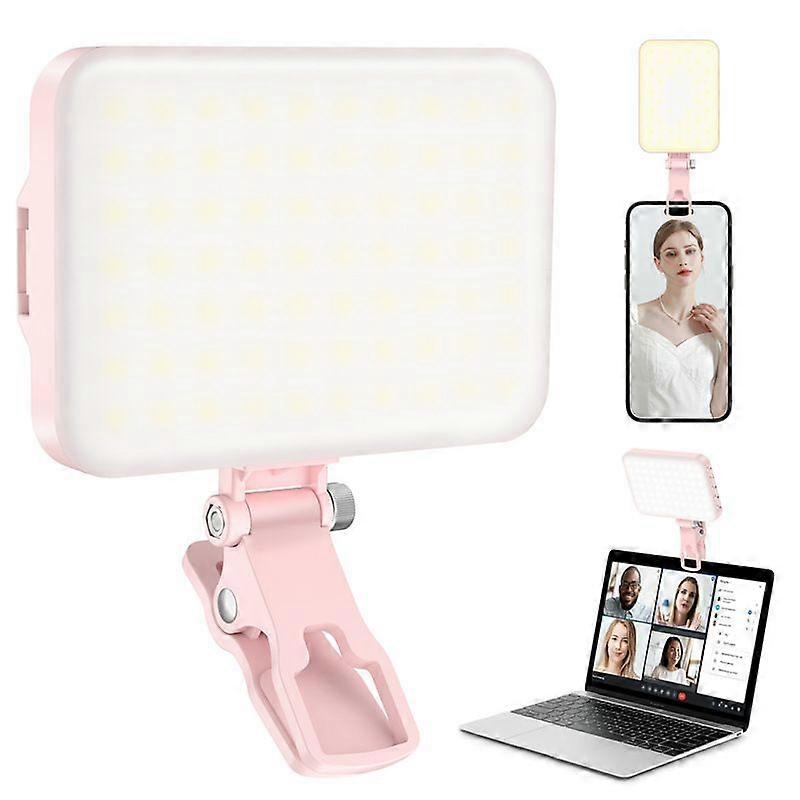 Selfie Light, 60 LED Phone Light, Light 2000Mah Rechargeable Clip Video Light, 10-Level Brightness Adjustment, CRI 95+, 3 Light Modes Dimmable, Portab