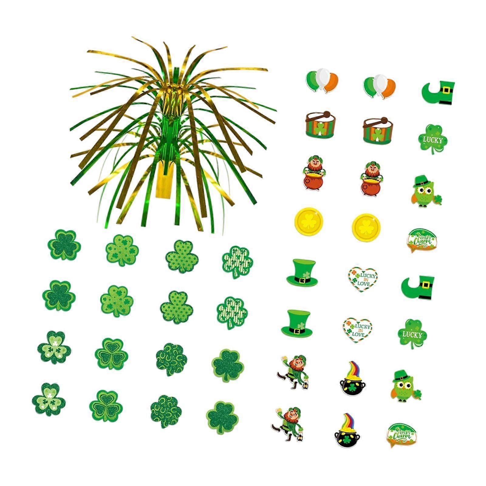 ST. Patrick's Day Table Centerpiece with Shamrock Ornament for Party Holiday