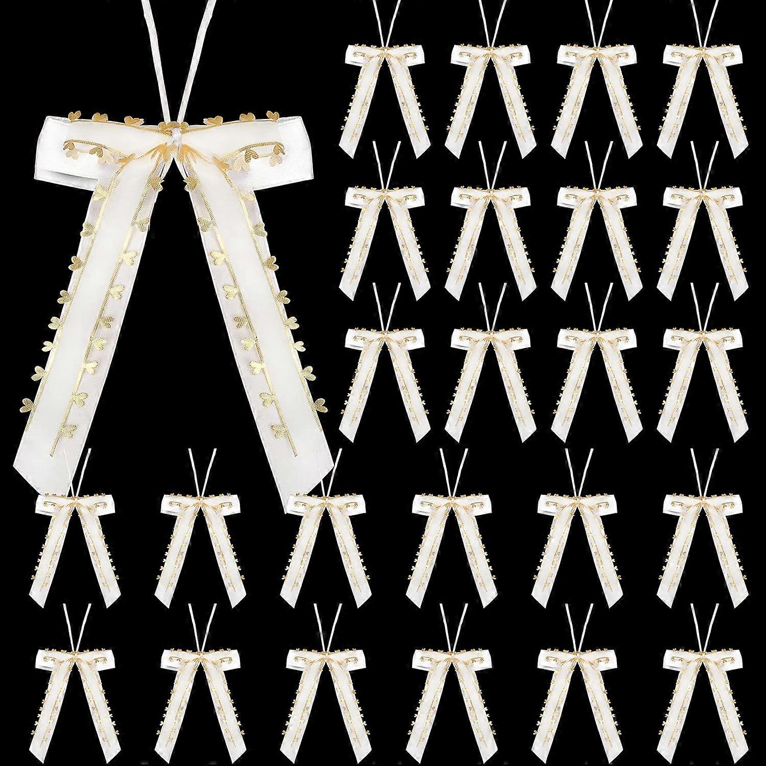 Stylish Double-Layered Burlap Bows, Rustic Bow Decor, 25 Satin Wedding Pew End Bowknots, Wear-Resistant And Storage-Resistant, Perfect For Wrapping