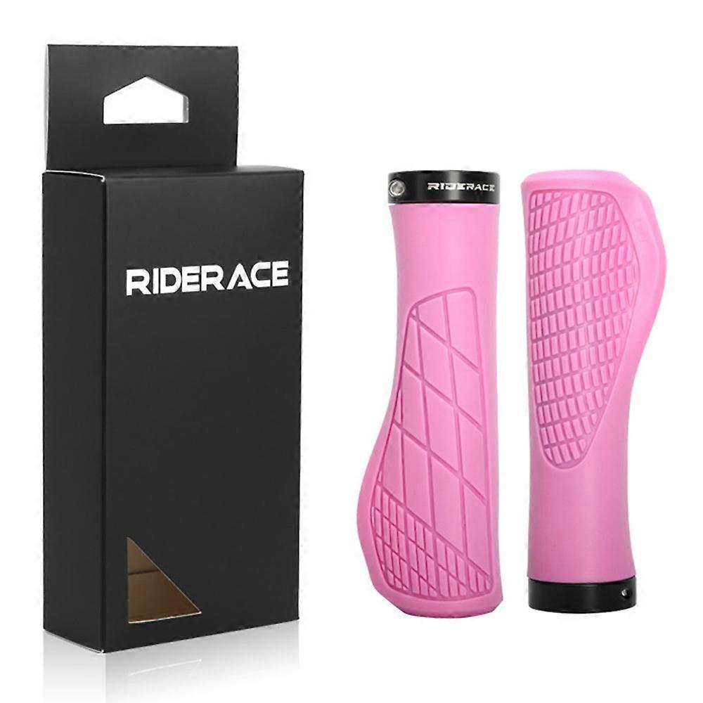 RIDERACE RR9328 Soft Rubber 22.2mm Bicycle Handlebar Grip Lock-on MTB Non-slip Handle Cover-Pink