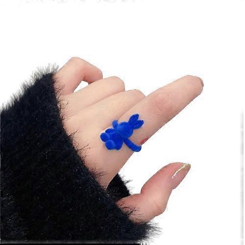 קוריאנית להקת טבעות ארנב לנשים בנות קטיפה חמודה פפיון אהבה לב פרפר מתכווננת טבעות פתוחות תכשיטים Kawaii מתנות