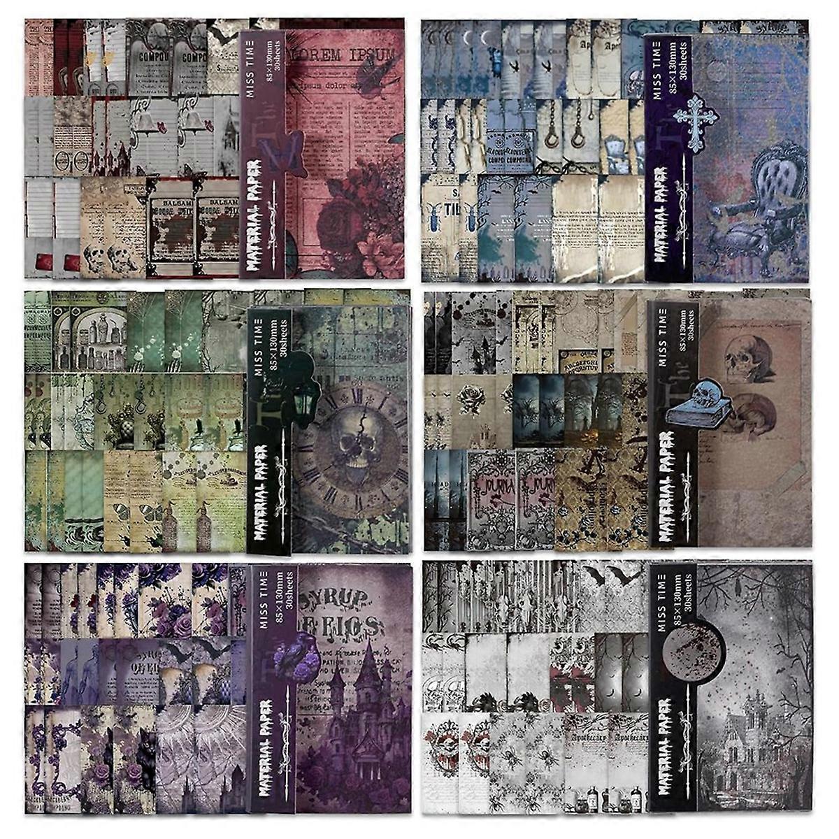180 Sheets Antique Halloween Scrapbook Paper, Journal Supplies for Dark Academia Gothic DIY Crafts
