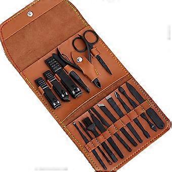 Ultra-tragbares professionelles Maniküre-Set, Edelstahlwerkzeuge mit rutschfestem Design, Fashion Case Reisepflegeset, multifunktionales Pflegeset für