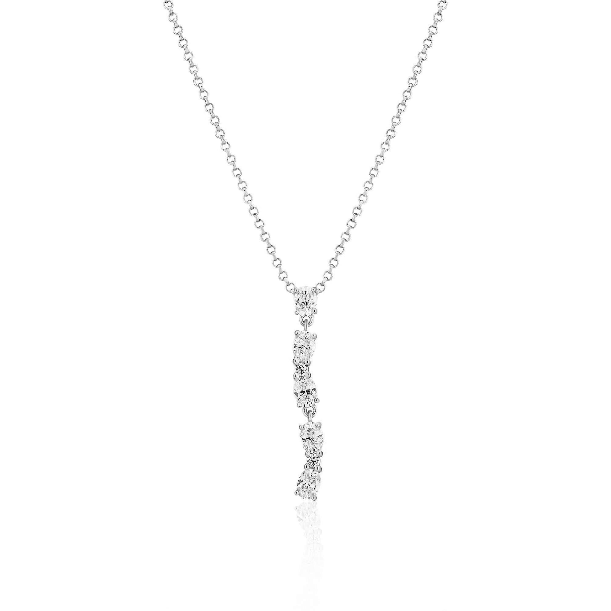 Sterling Silver Ellera Ovale Lungo Necklace SJ-N2421-CZ