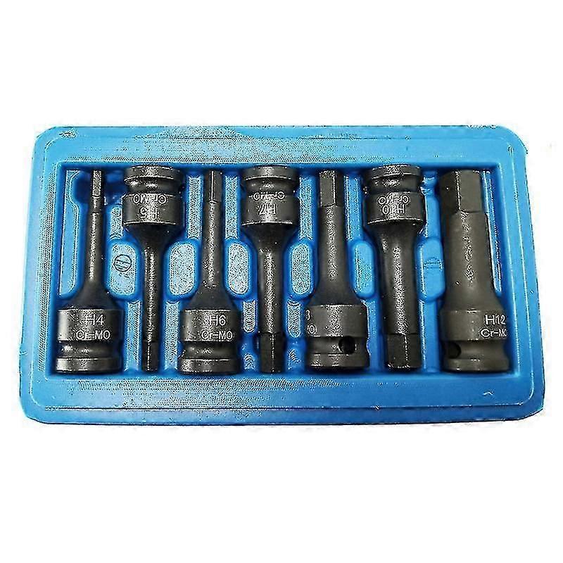 7Pcs Impact Socket Bit Set 3/8-Inch Drive Chrome Molybdenum Steel Hex Key Socket Metric Allen Bit Impact Spline Socket Bit Set (4Mm-12Mm)