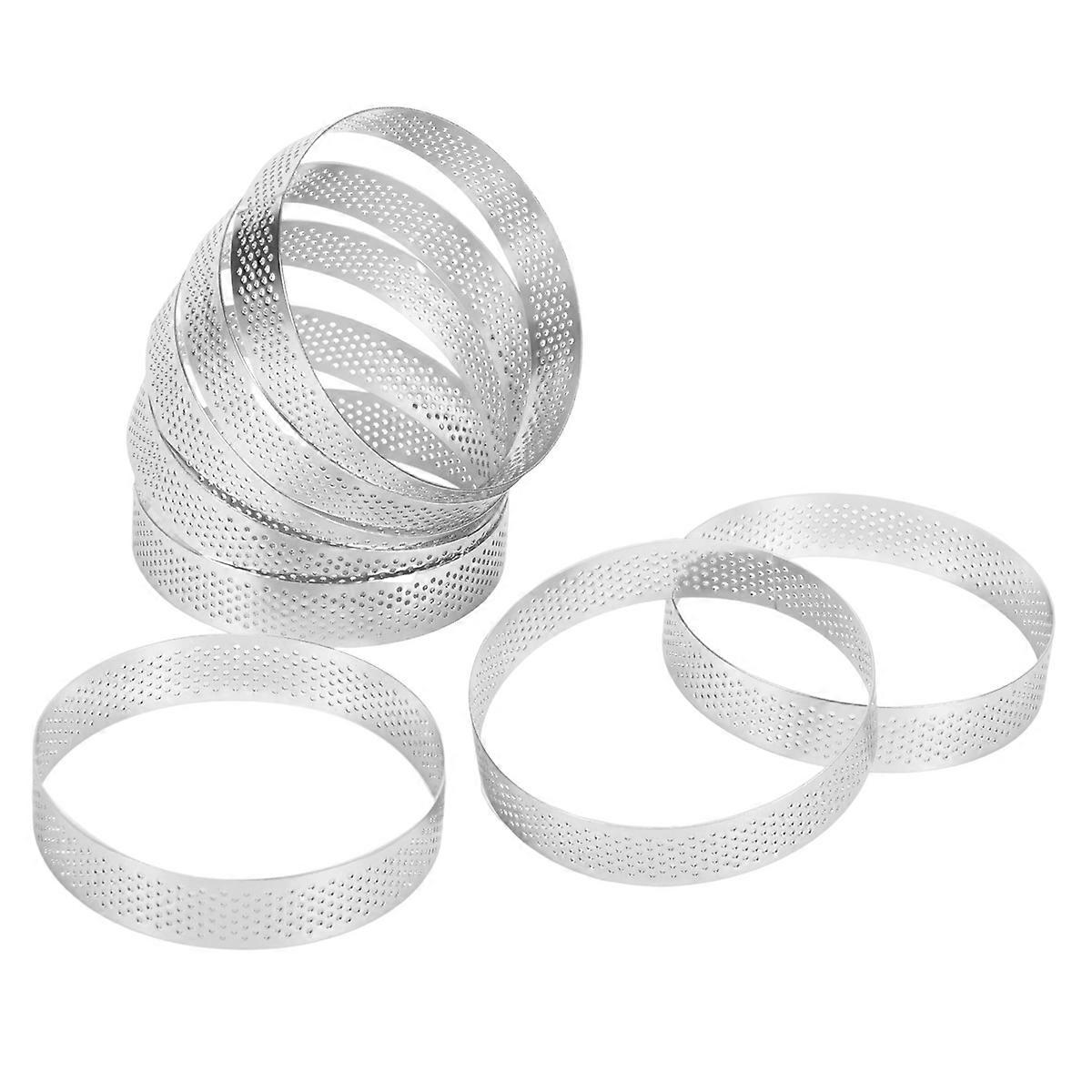8Pcs Cake Mousse Ring Round Double Rolled Tart Ring Metal Mold 10cm
