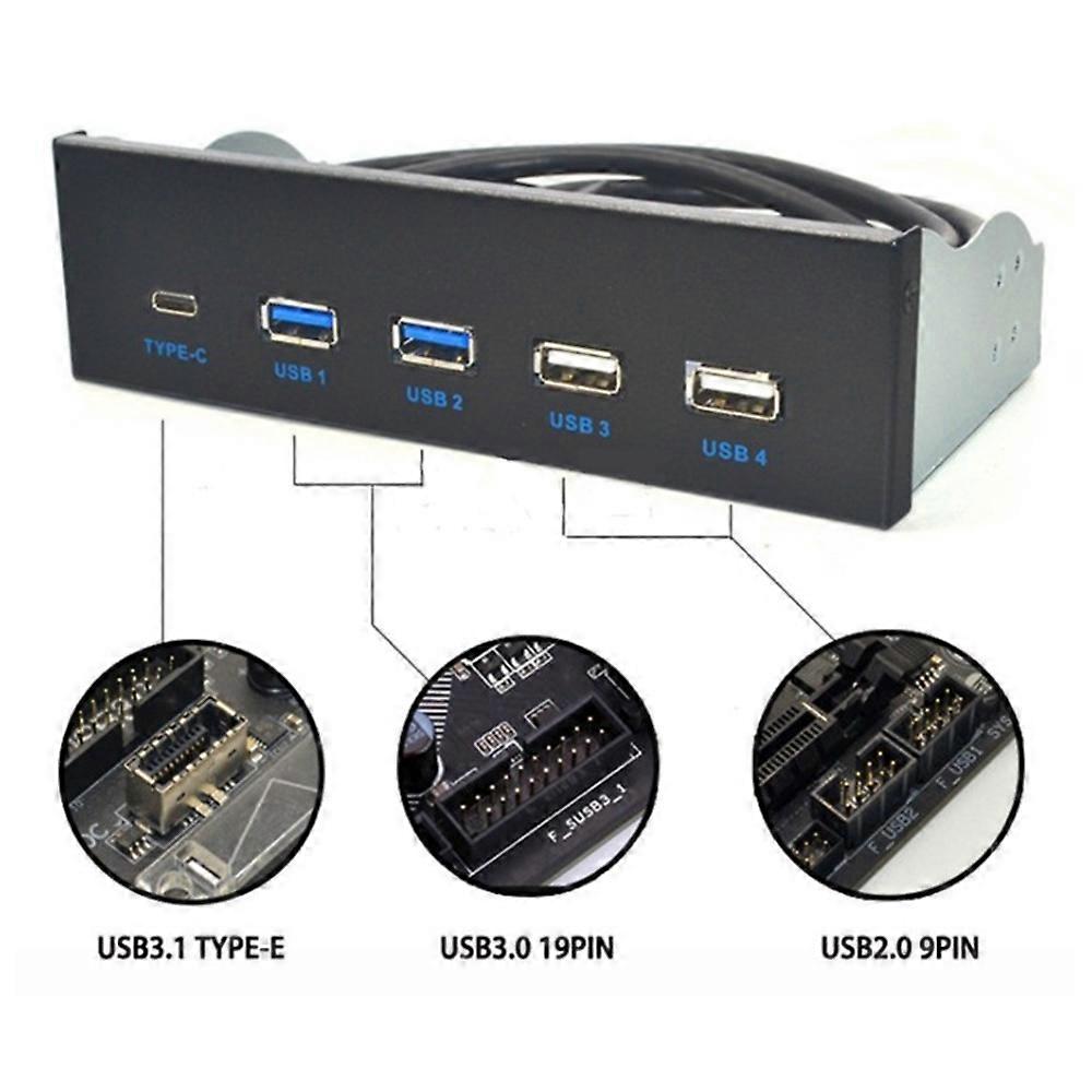 5.25 inch Usb3.1 Gen2 Front Panel Usb Hub 2 Ports Usb3.0+2 Ports Usb2.0+1 Port Type-C with Type-E Co