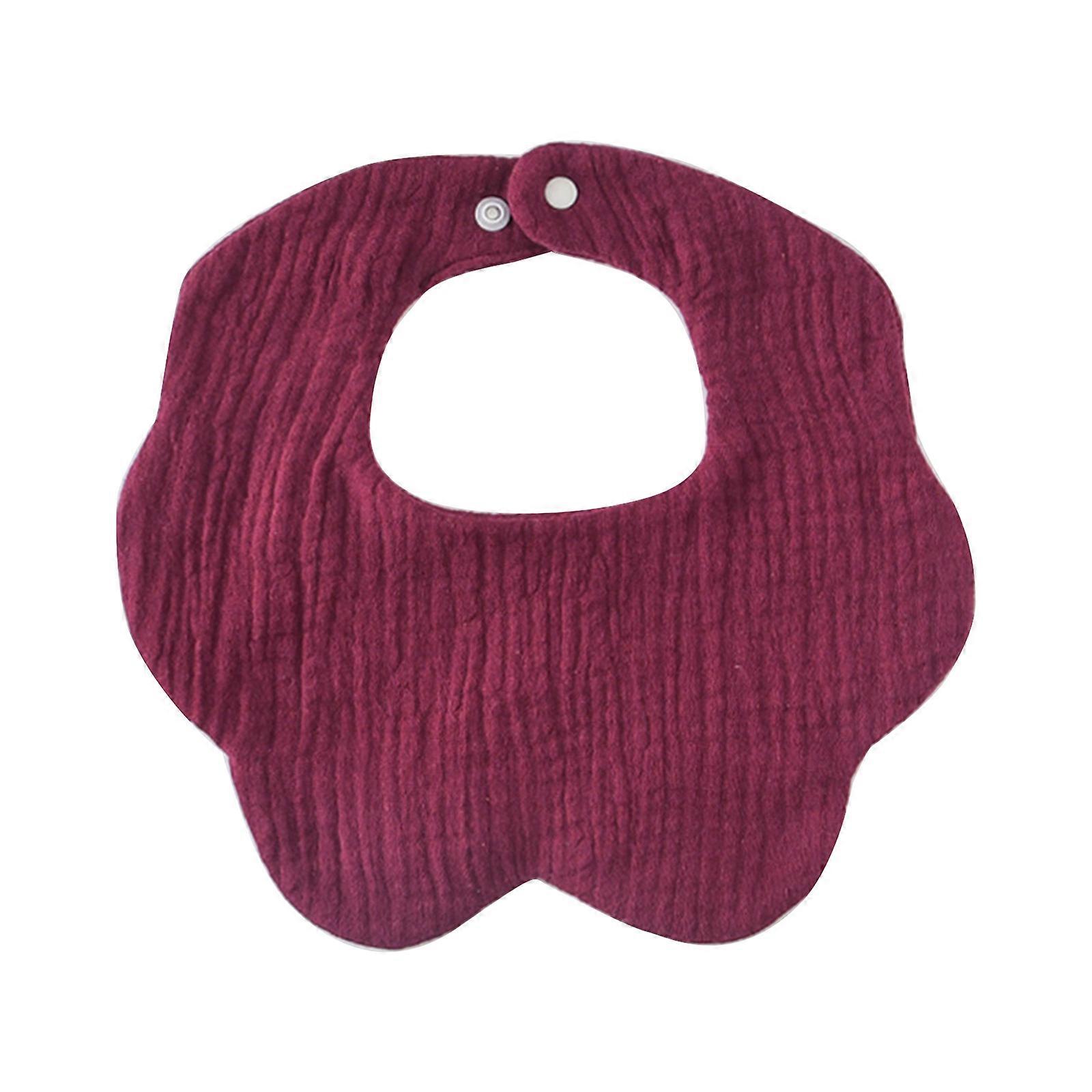 Adjustable Bib 360° Coverage Teething Bibs 6-layer Cotton Burping Cloth with Snap Buttons Soft Comfortable Saliva Towel Wine Red
