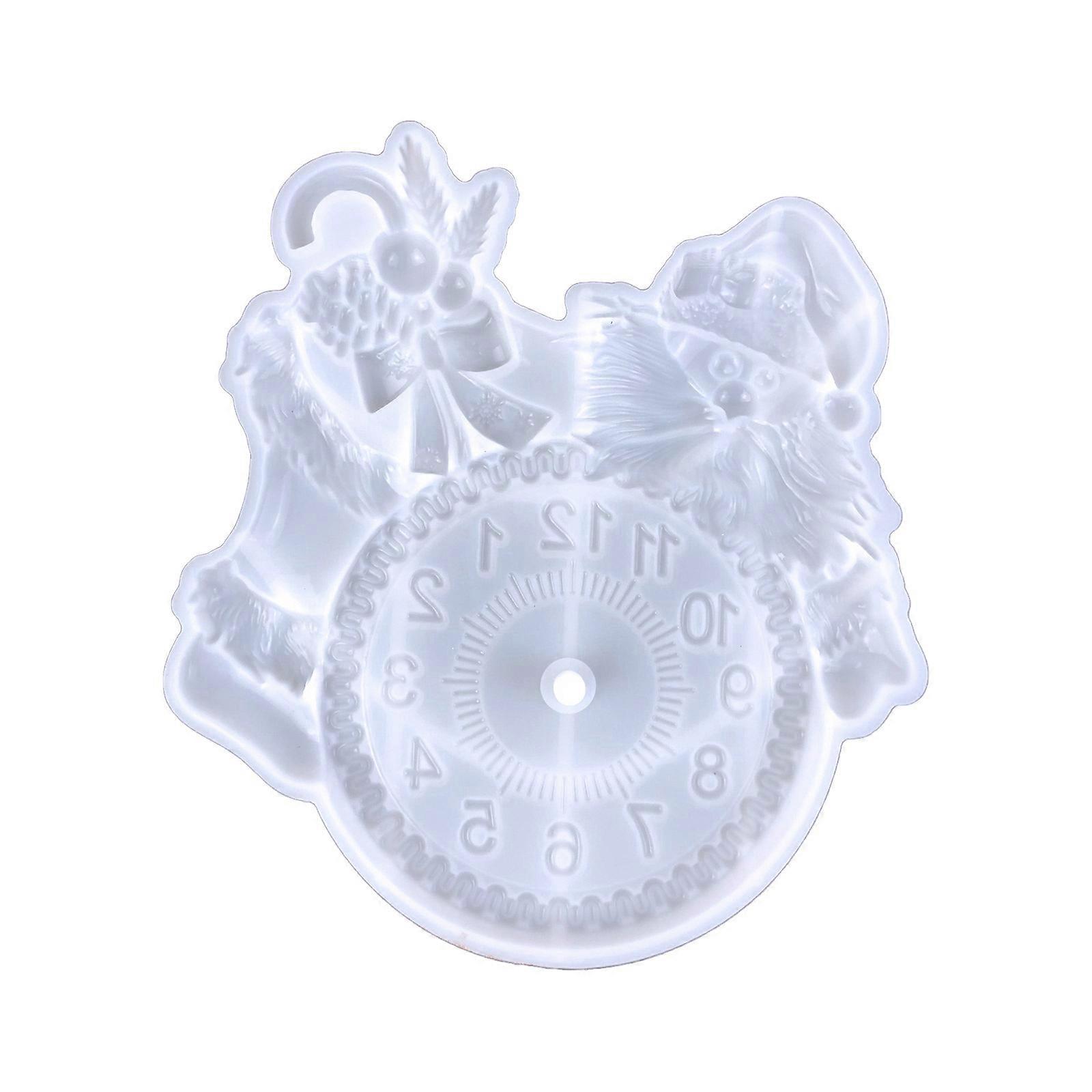 DIY Clock Epoxy Resin Molds Reusable Christmas Santa Clock Silicone Mold Home Decor Making Tool Easily to Clean  Clear