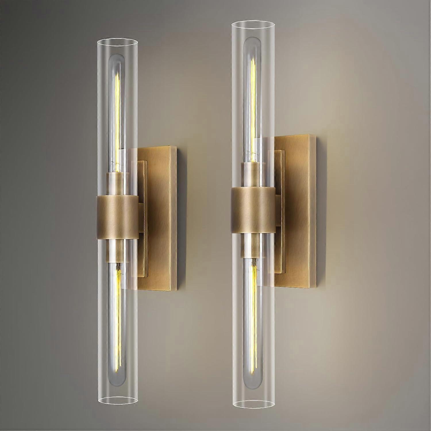 2 Set Antique Brass Wall Sconces Bathroom Sink Lamp 22.8"