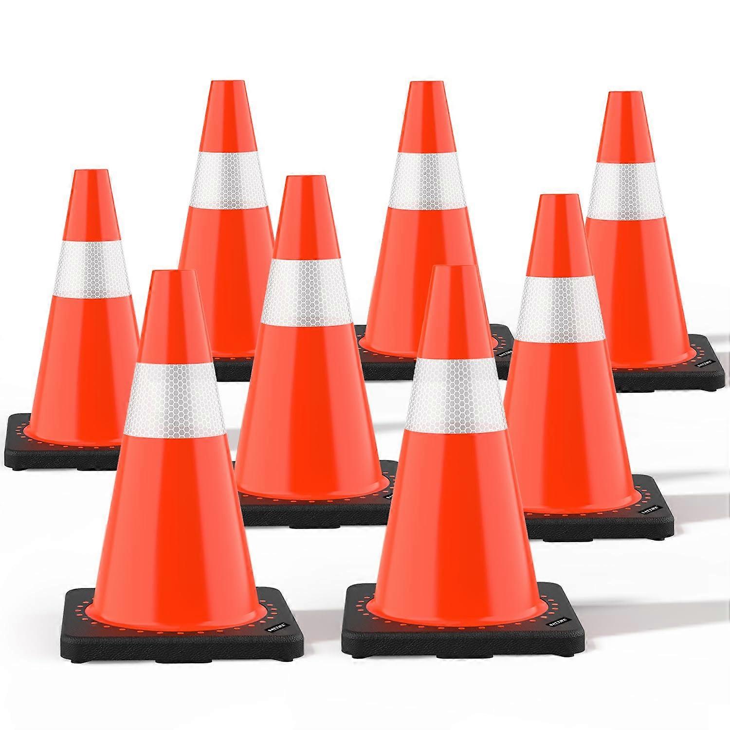 8 Pack Orange Traffic Cones for Traffic Control and Construction Events 18 Inch