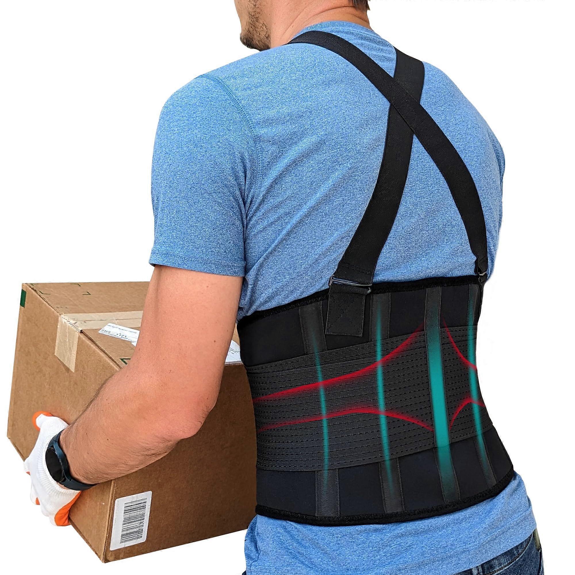 Lower Back Brace With Suspenders | Adjustable Back Support Belt Unisex Size M For Construction Lifting