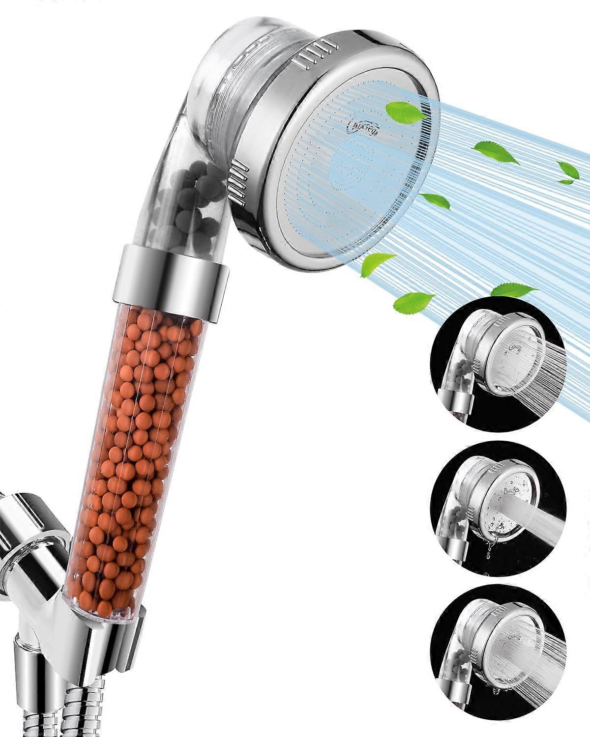 Luxsego Filtered Shower Head for Soft Water, High Pressure 3 Mode Handheld Shower, Chlorine and Fluoride Removal with Mineral Beads
