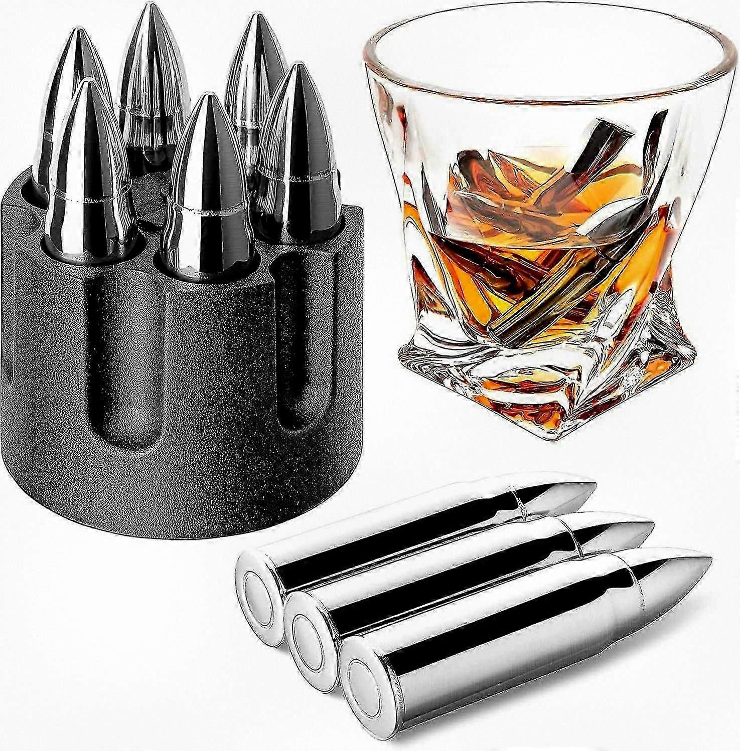Stainless Steel Whiskey Cooling Stones, Reusable Metal Ice Cubes for Chilling Drinks