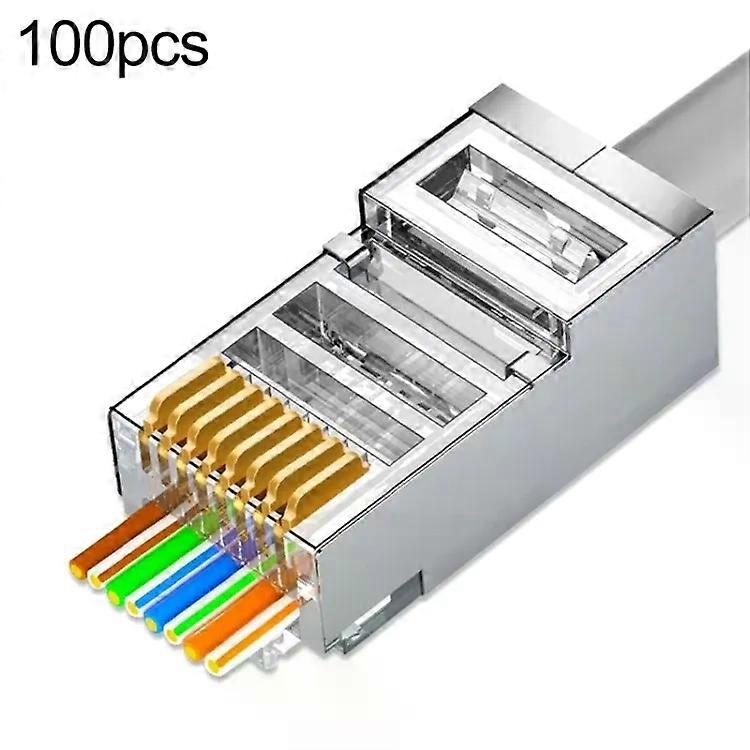 Cat6e RJ45 Connectors-100pcs Shielded Pass Through Modular Plug by