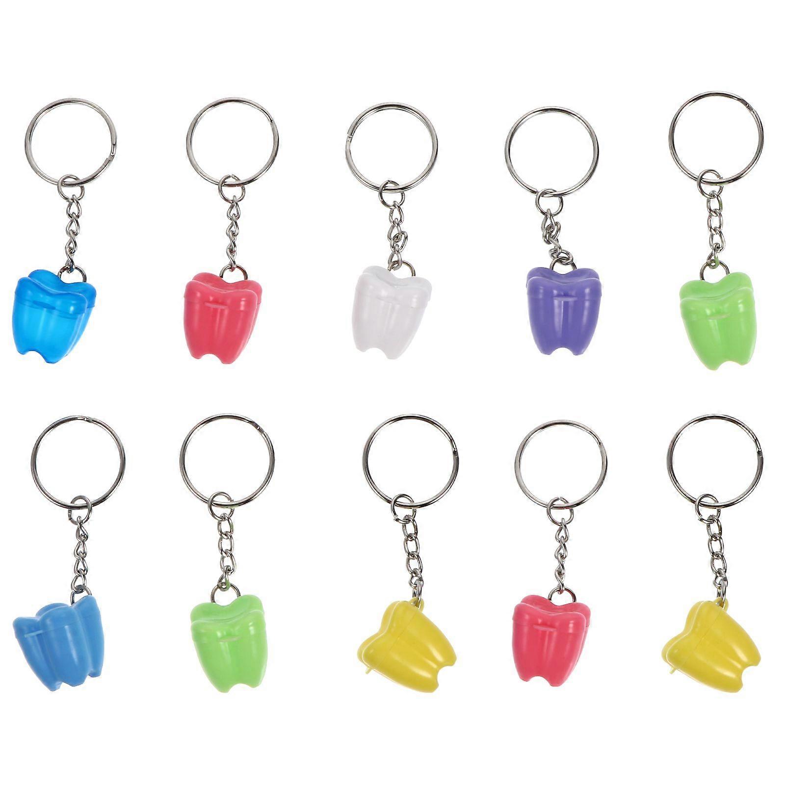 10pcs Kids Teeth Storage Box Key Chain Deciduous Teeth Storage Key Ring