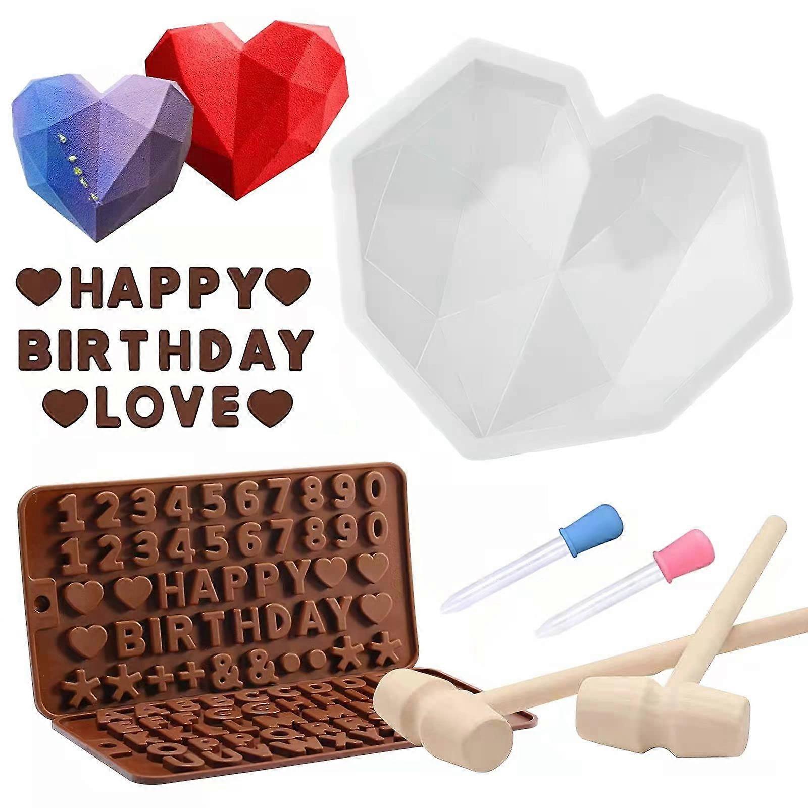 Breedable Heart Mold Set for Chocolate - Silicone Hammer and Dropped Heart Molds, Food-Grade, Flexible, Various Sizes
