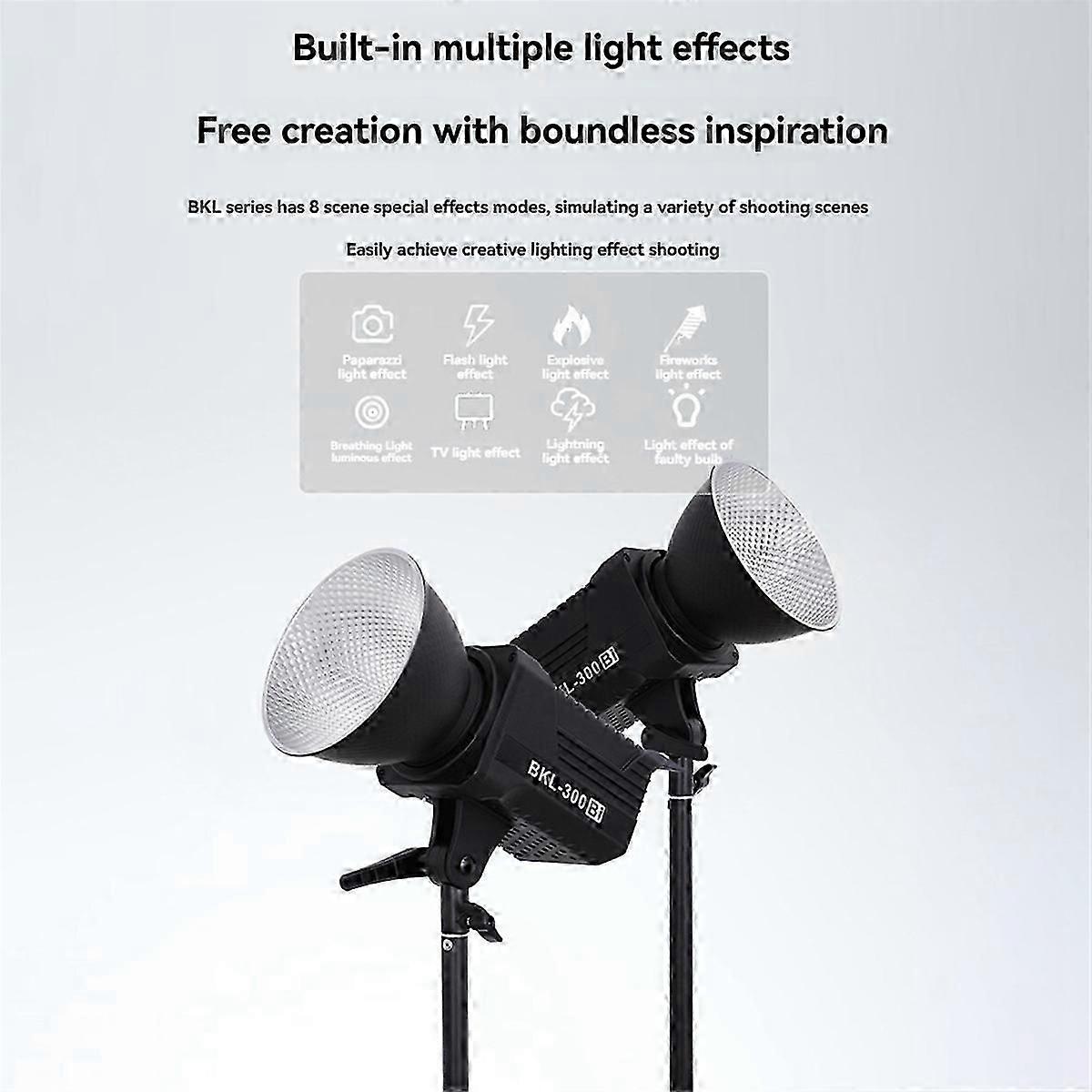 300W Bi LED Video Light, Continuous LED Lighting with 2.4G Wireless Remote for Portrait, Outdoor Photographic US Plug