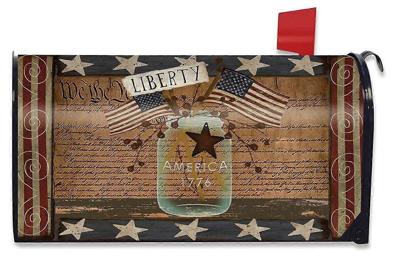 Liberty Primitive Magnetic Mailbox Cover for Standard Size Mailboxes, Artistic Design, Weather-Resistant Material, Vintage Style