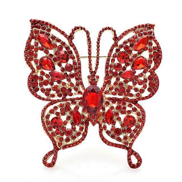 Big Luxury Butterfly Brooches For Women Unisex Color Rhinestone Sparkling Butterfly Insects Party Office Brooch Pins