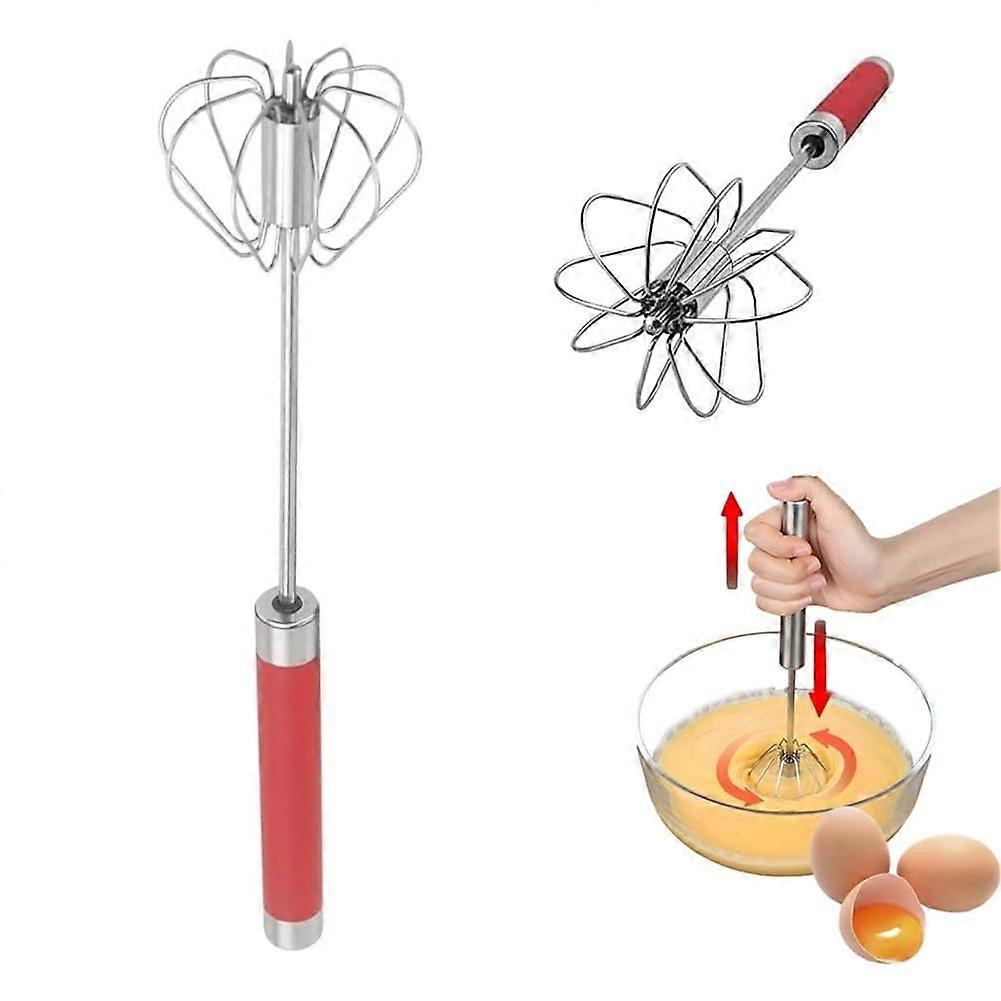 Stainless steel semi -automatic whisking egg whisking hand pushing handle whisk mixer, 14 inch