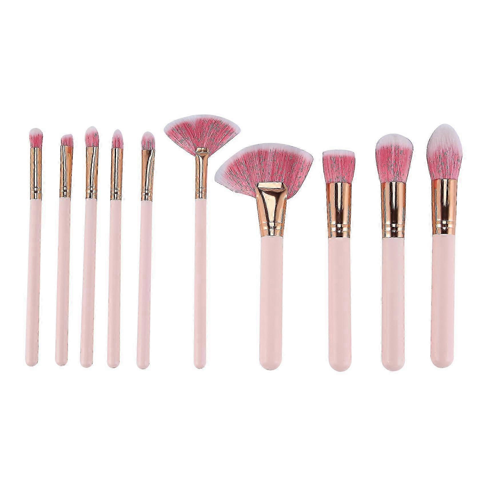 10 Pcs Complete Makeup Brush Set with Essential Tools