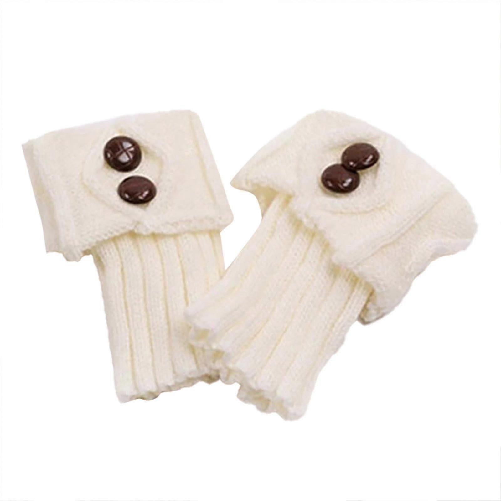 Damen Strick Knopf Socken Boot Topper Kurze Stulpen