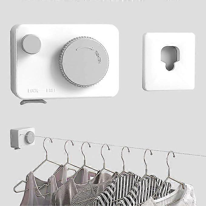 حبل غسيل داخلي قابل للسحب ، رف ملابس قابل للسحب مثبت على الحائط ، حبل غسيل قابل للسحب ، قفل قابل للسحب لمنع الترهل (4.2 م)