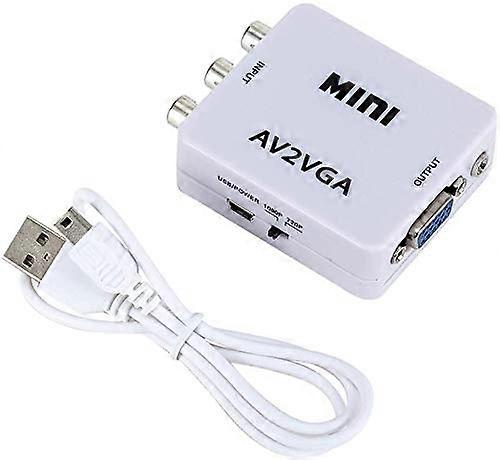 AV to VGA Adapter 1080P HD Mini VGA Converter, RCA to VGA HD Video Converter with 3.5mm Audio Jack for PC/Laptops/STB/Computer