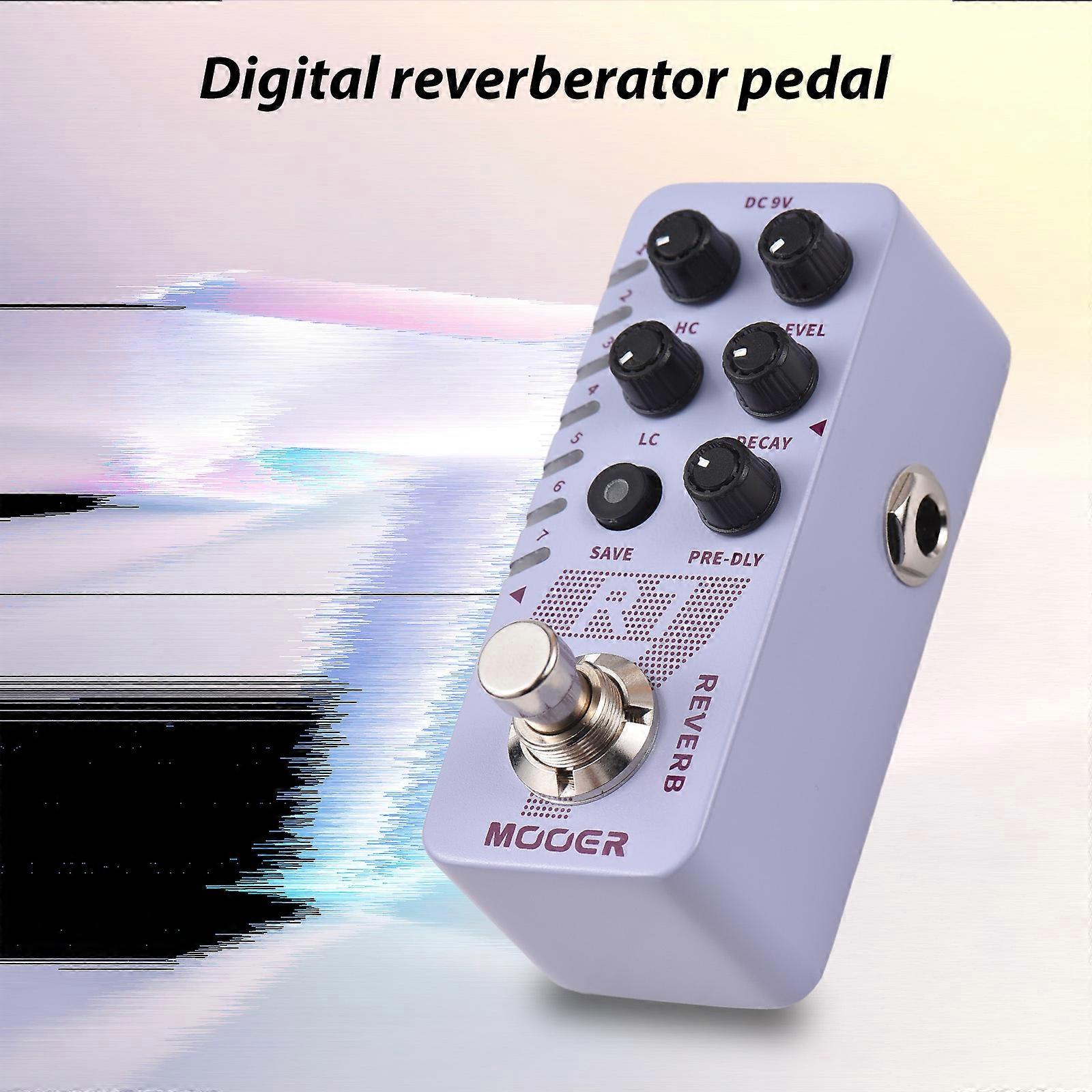 MOOER Digital Electric Pedal 7 Tones Effects True Bypass Metal Shell DC 9V 6.35mm Input/Output Interface Mini Guitar Reverb Effector