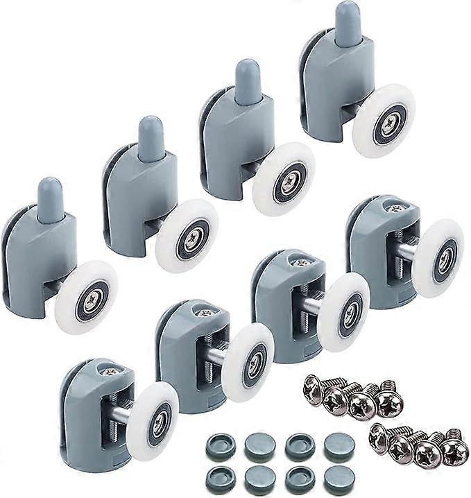 8pcs Shower Door Replacement Double Rollers Wheels 23mm Diameter (Singel-8pcs-23mm)