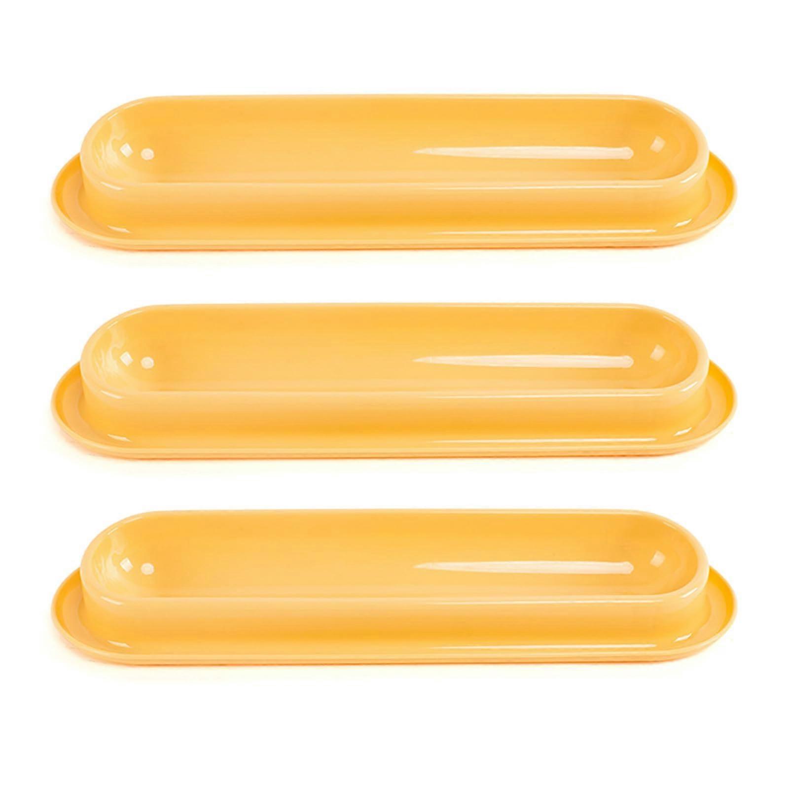 3pcs Cat Feeding Dishes Long Shape for Multiple Cats Indoor Dining Water Plate Non-Slip Durable Design