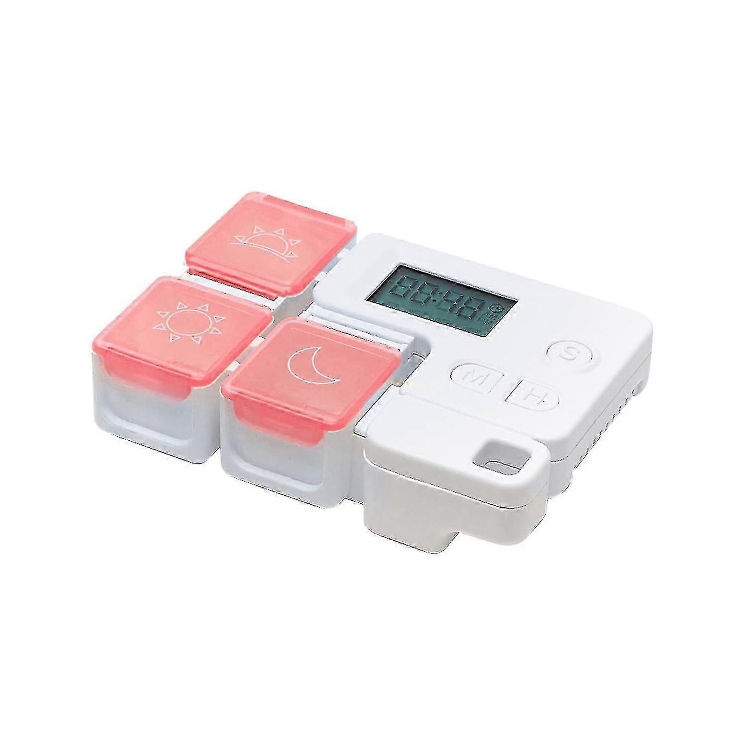 Beads Box Moisture-Proof Divided Grid Timing Reminder Translucent Lid Electronic Storage Box for Out