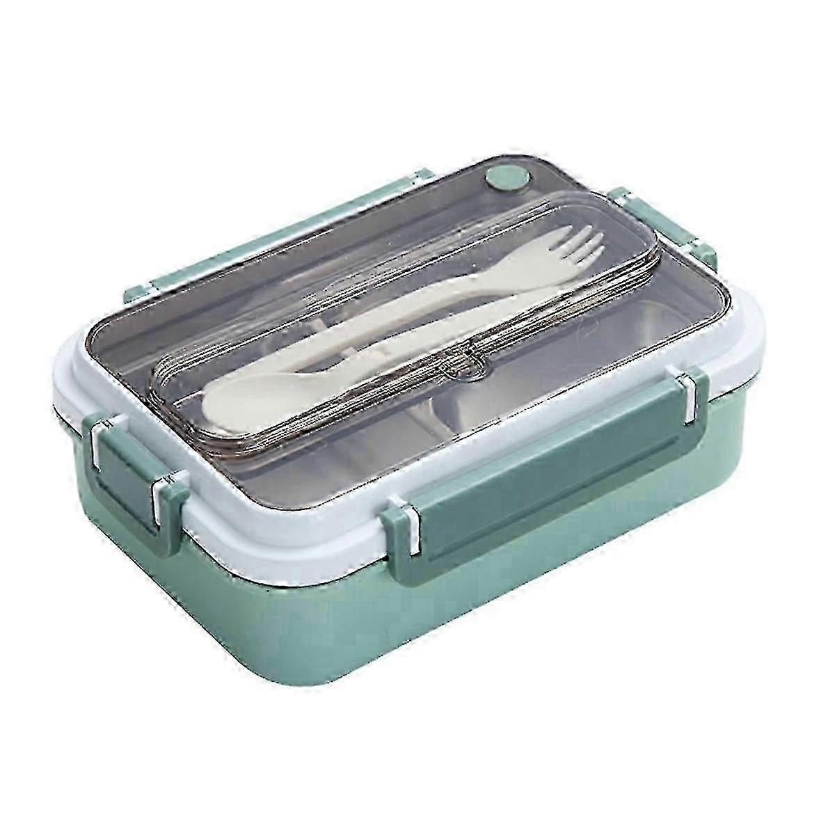 Bento Lunch container For Kids, Bento adult box With 3 CompartmentMeal Fruit Snack Packing Boxgreen